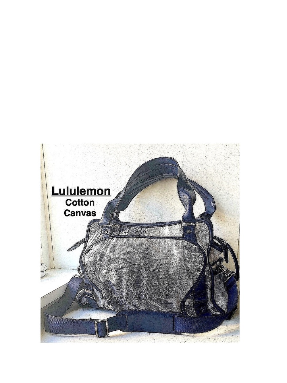 LULULEMON CANVAS BLOOM CARRY-ALL large crossbody Tote with shoe pouch blue⭐️⭐️⭐️